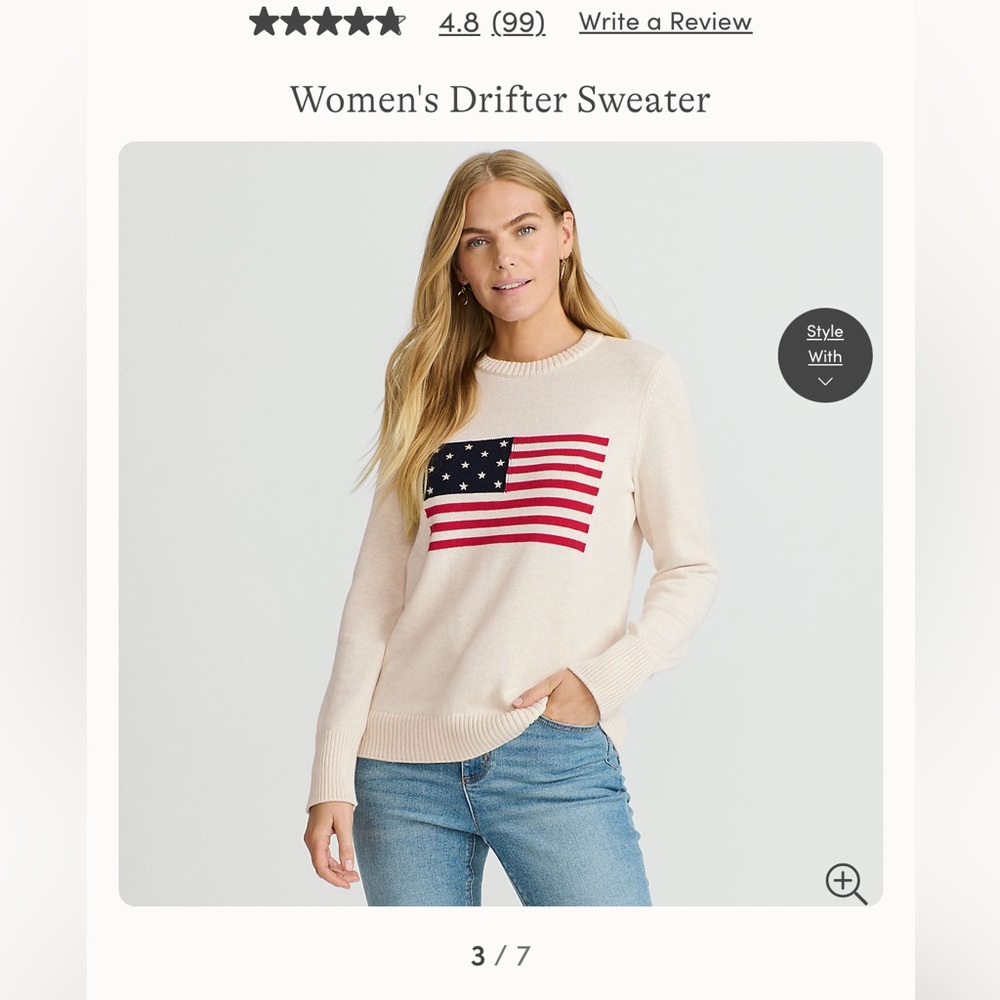 Lands' End Sweater with American Flag Design